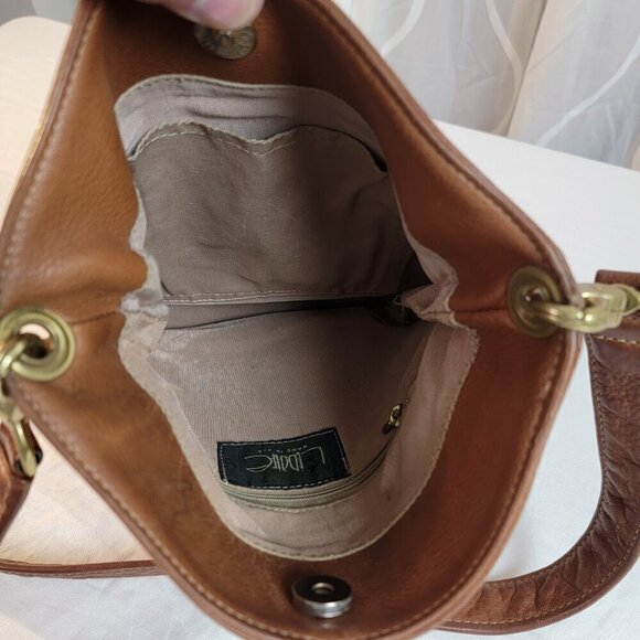Vintage Libaire Brown Pebbled Leather Crossbody Purse - Picture 6 of 8